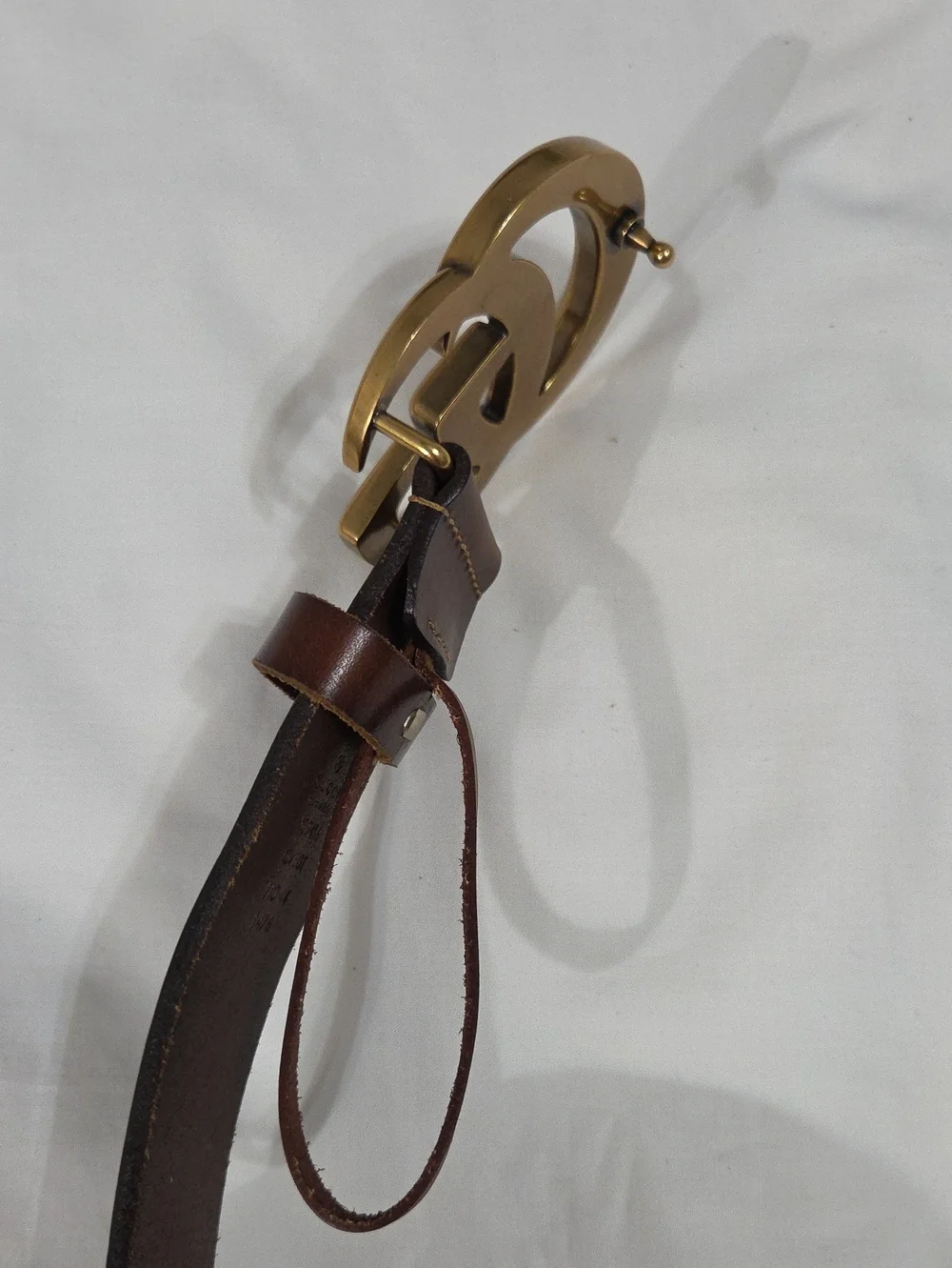 Gucci Brown Leather Belt with Gold Double G Buckle